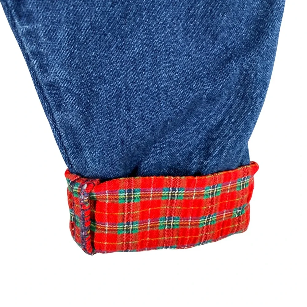Vintage OshKosh B'gosh Vestbak Denim Overalls 2T Plaid Trim Made in USA Blue